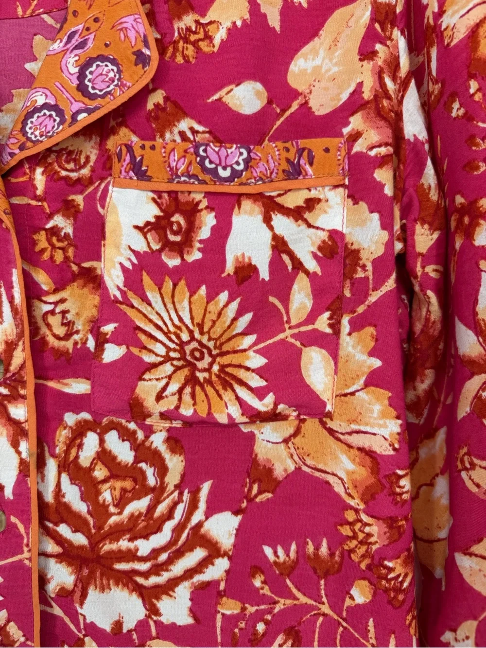 Anthropologie Floral Pajama Top Small Lounge Button Up Boho Cottagecore Feminine